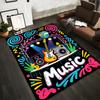 Colorful Music Carpet with Guitar, Speakers, Lights, and Swirl Patterns Suitable for Use As an Anti-slip for Living Room Bedroom Sofas