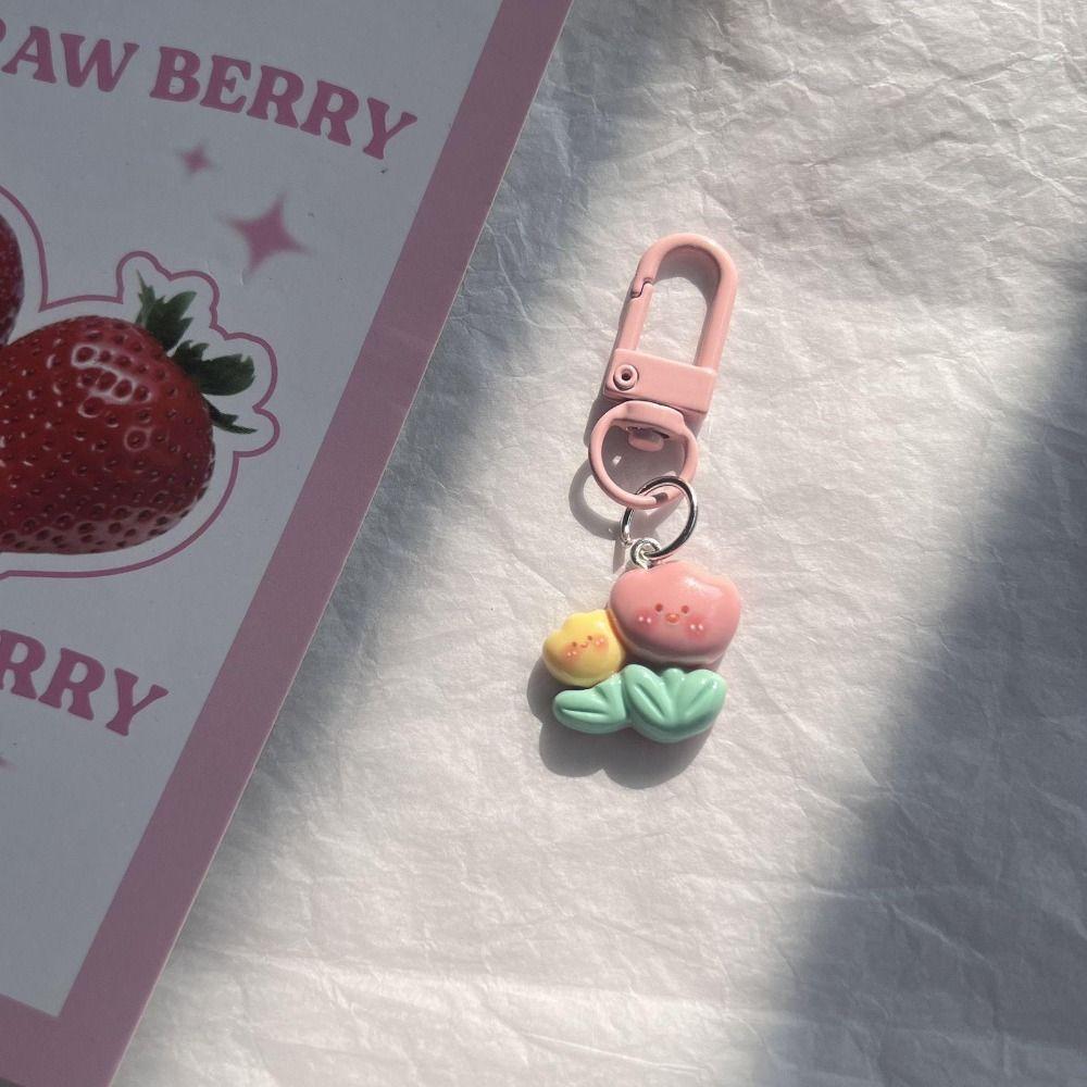 Resin Bunny Carrots Keychain Bunny Carrots Rabbit Tulip Keyring  Lucky Friendship Gift
