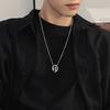 1pc Stainless Steel Double Ring Pendant Necklace, All-match Men's Trendy Hip-hop Simple Ring Pendant Necklace