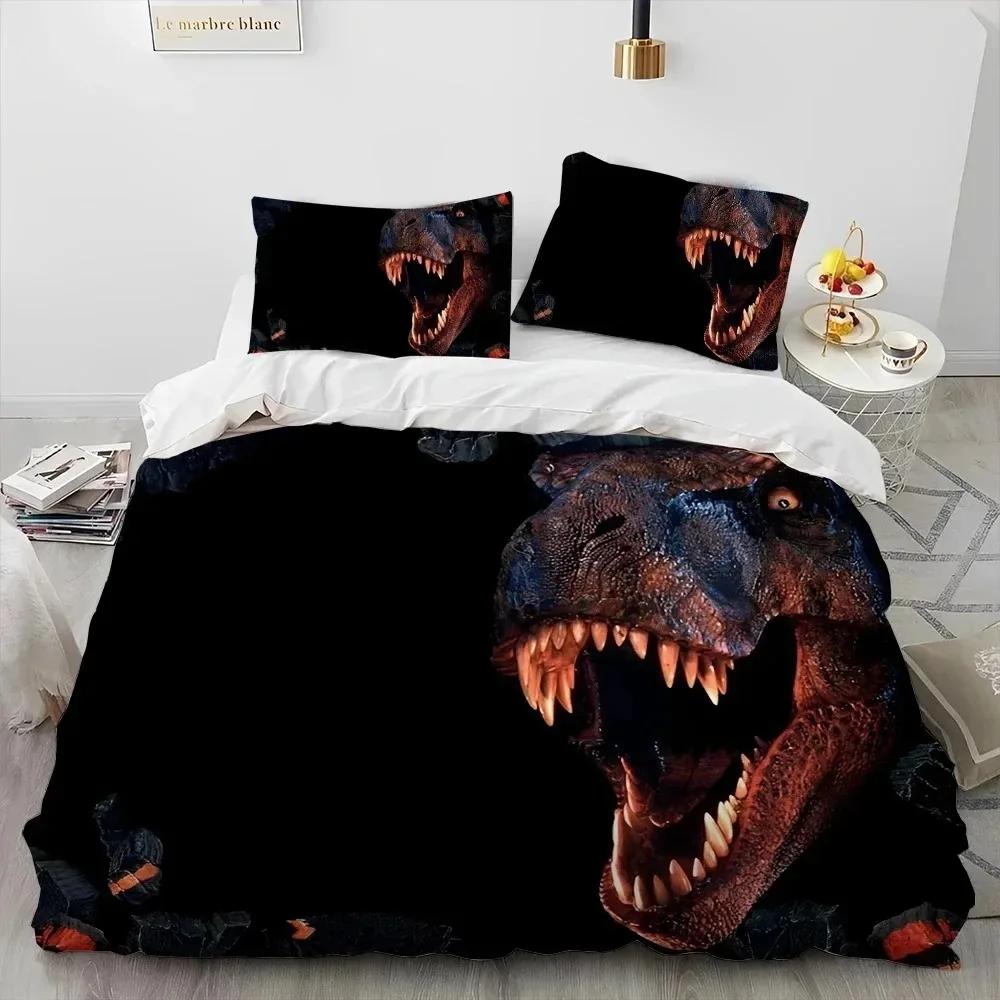 3D Cartoon Dinosaur Illusion Comforter Bedding Set,Duvet Cover Bed Set Quilt Cover Pillowcase,Queen Bedding Set For Boys Gift