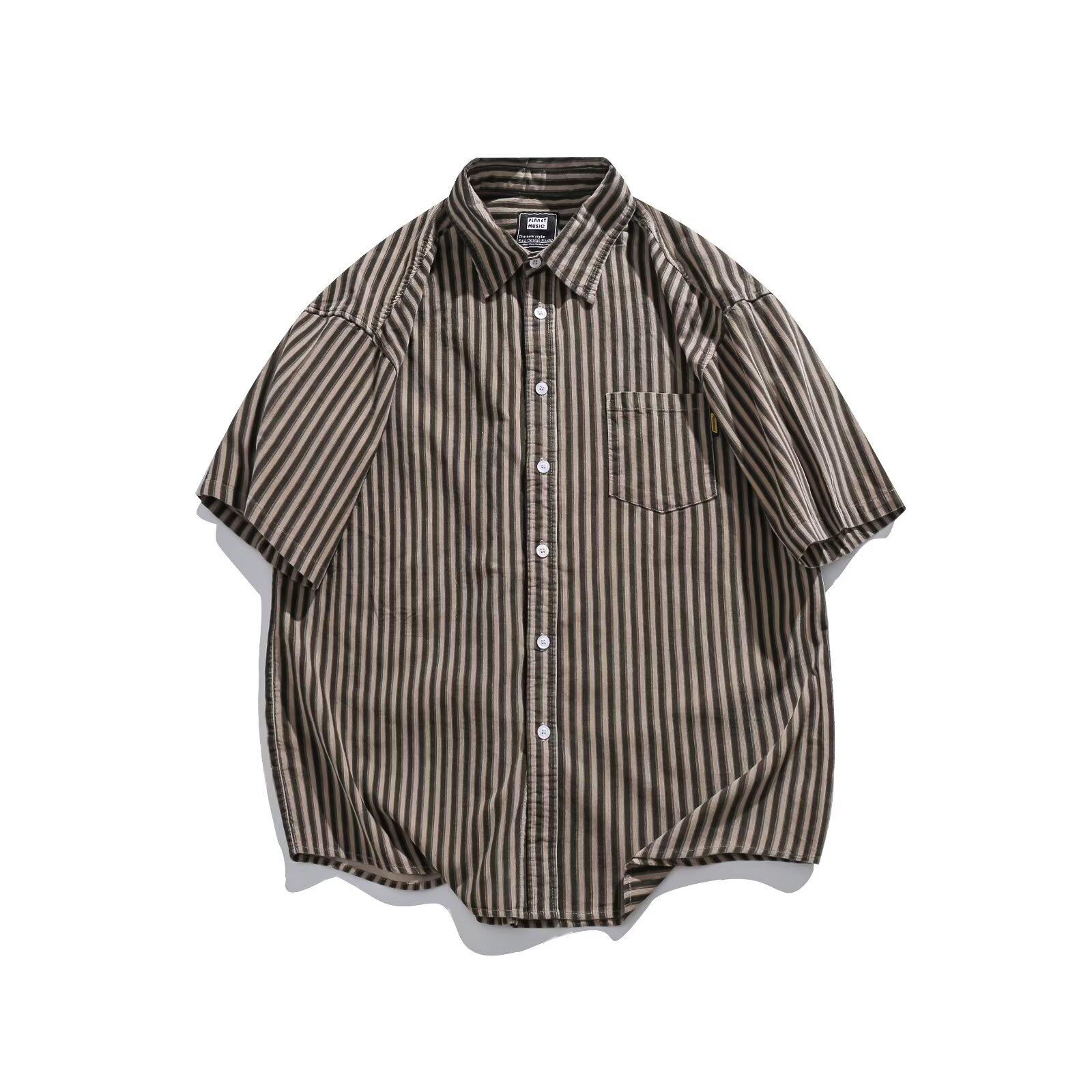 

Мужская рубашка с короткими рукавами, дизайнерская, нишевая, летняя, трендовая, универсальная, красивая, повседневная M хаки