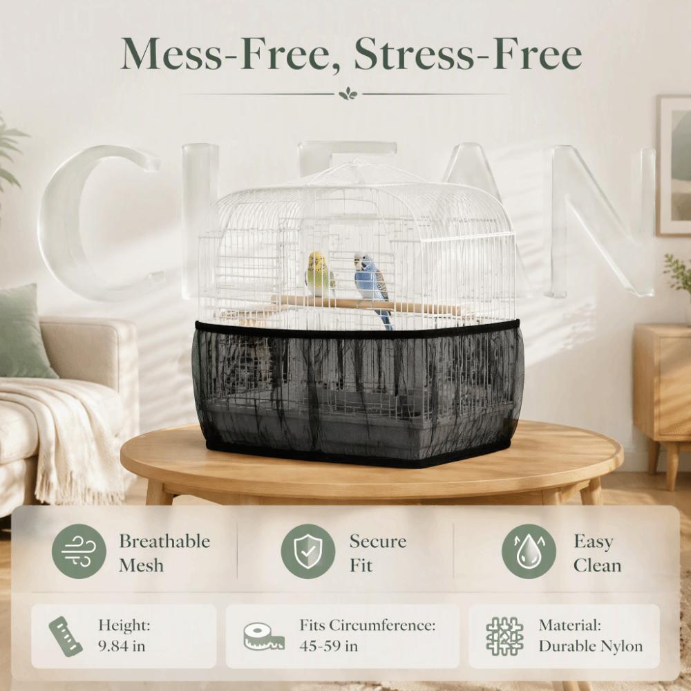 Stretchy Skirt Bird Cage Seed Catcher Nylon Mesh Parrot Nylon Mesh Cover  For Parrot