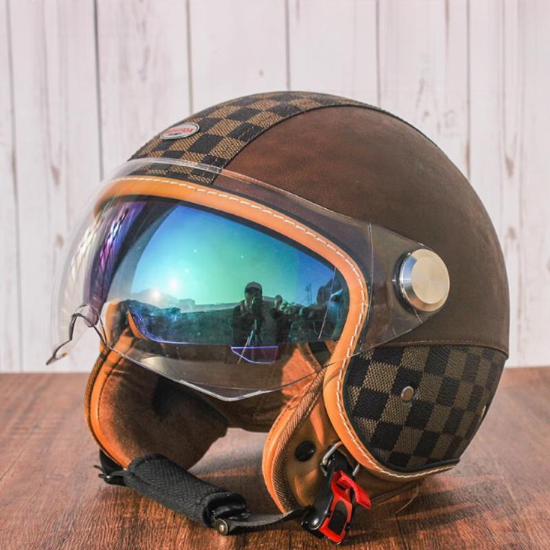 Newest Retro Motorbike Helmets DOT 3/4 Open Face Motorcycle Vintage Chopper Bike Cascos Scooter Capacete De Moto