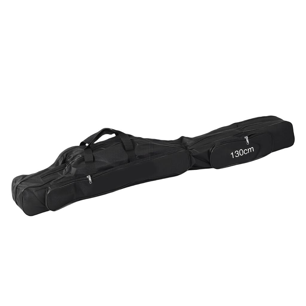 Fishing Rod Bag 420D Oxford Fabric Portable Folding Fishing Tackle Organizer Large Compartments Black 80CM