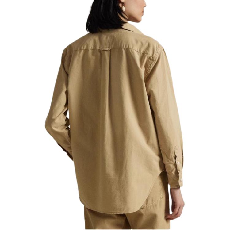 Polo Ralph Lauren Solid Large Fit Cotton Oxford Long Sleeve Shirt Women shirts Brown Yellow WMPOSHTNDN20278-230