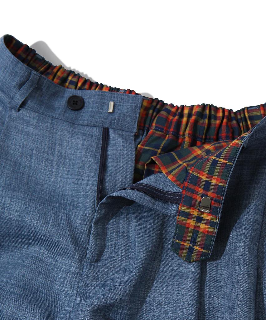 DIAMOND LAYLA Two-Tuck Wide Banding Slacks P14 Denim Texture Indigo