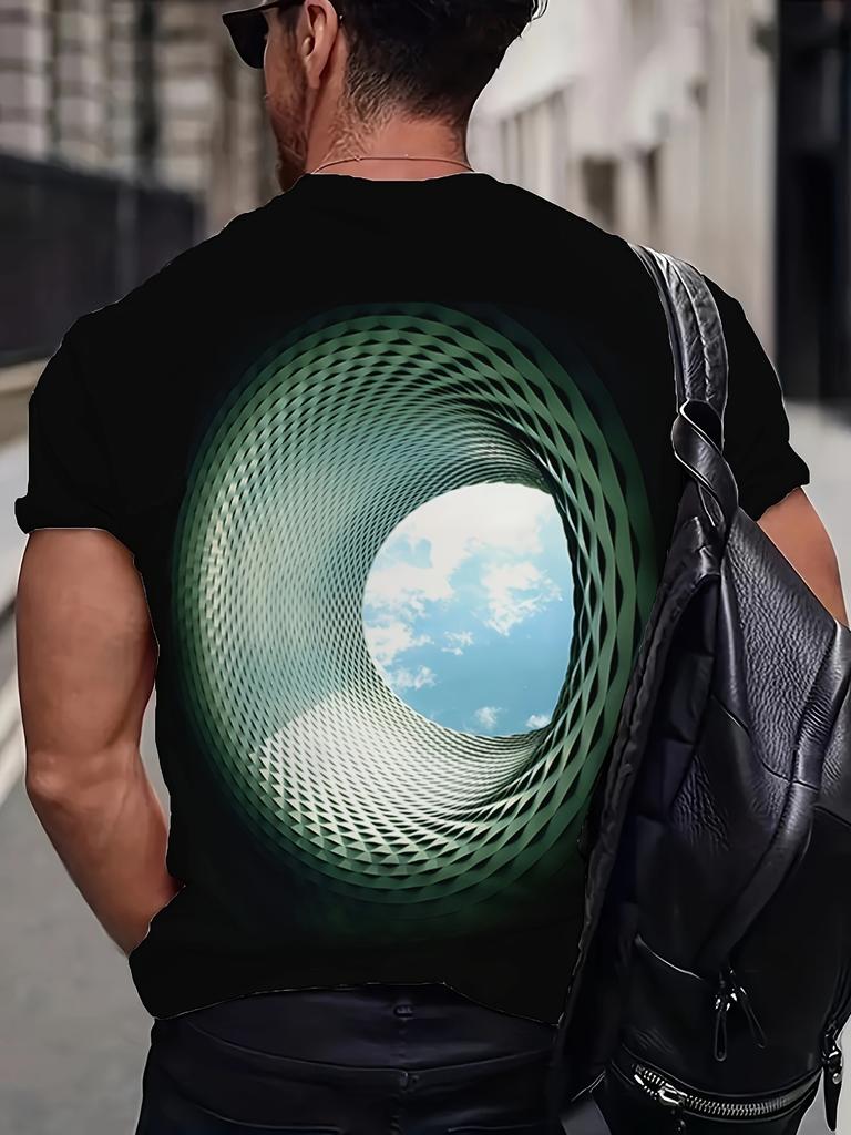 [Print Design – Not Texture] New Men'S Fashion Geometric Pattern Summer Outdoor Short Sleeve Round Neck Top Casual Comfortable T-Shirt, Perfect Gift