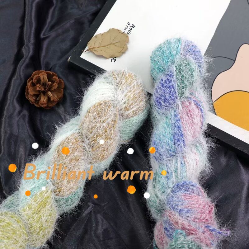 100g/roll Rainbow Gradient Color Wool Yarn Long Fluff Blended Yarn Hand Woven DIY Scarf Sweater Hat Shawl Wool Yarn Production
