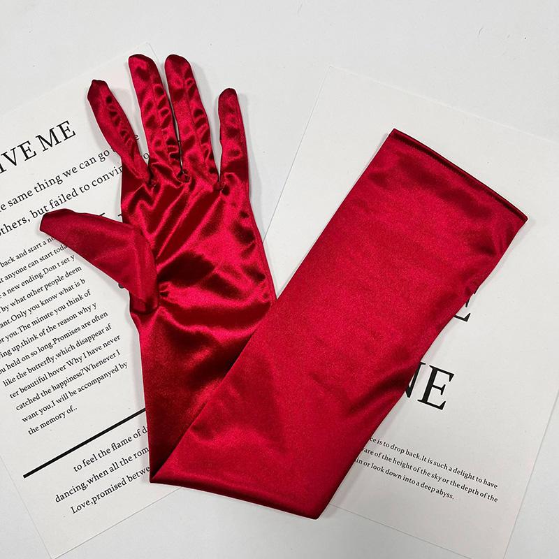 

Women Multicolor 55Cm Long Satin Ceremonial Gloves Elegant Retro Party Prom Cosplay Bridal Wedding Dress Fashion Accessories One Size
