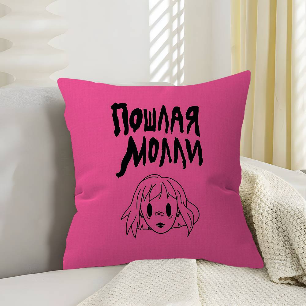 P-Poshlaya M-Molly Band Pillow Covers Cartoon Sofa Decorative Home Double-sided Printing Short Plush Cute Cushion Cover