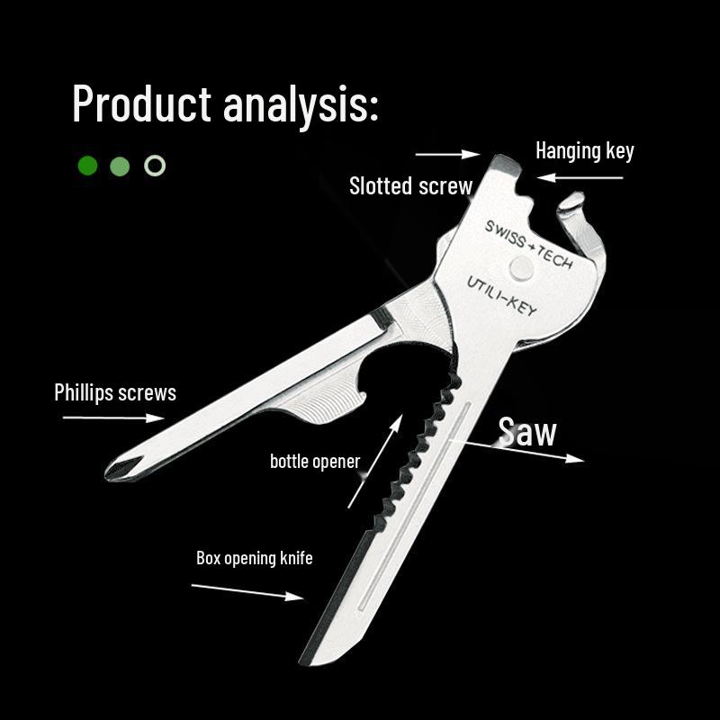 Outdoor Mini Six-in-One Keychain Tool: Knife, Self-Defense, Bottle Opener, Screwdriver
