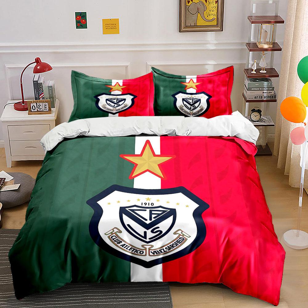 Football Club Logo Bedding Set  Bedding Duvet Cover Set Duvet Cover Pillowcases  (1 * Duvet Cover 2 * Pillowcases, without duvet insert) 135x200cm