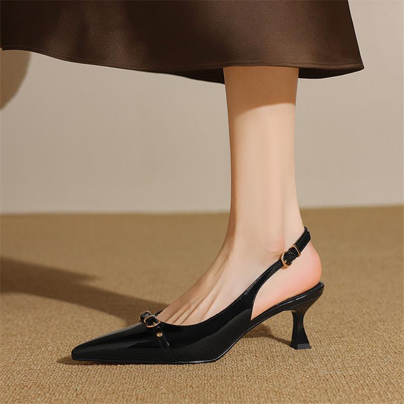 Fashion New Summer Sandals Cover Toe Sandals for Women Patent Leather Pointed Toe Sandals Fashion Ladies Office Women Shoes High Heels