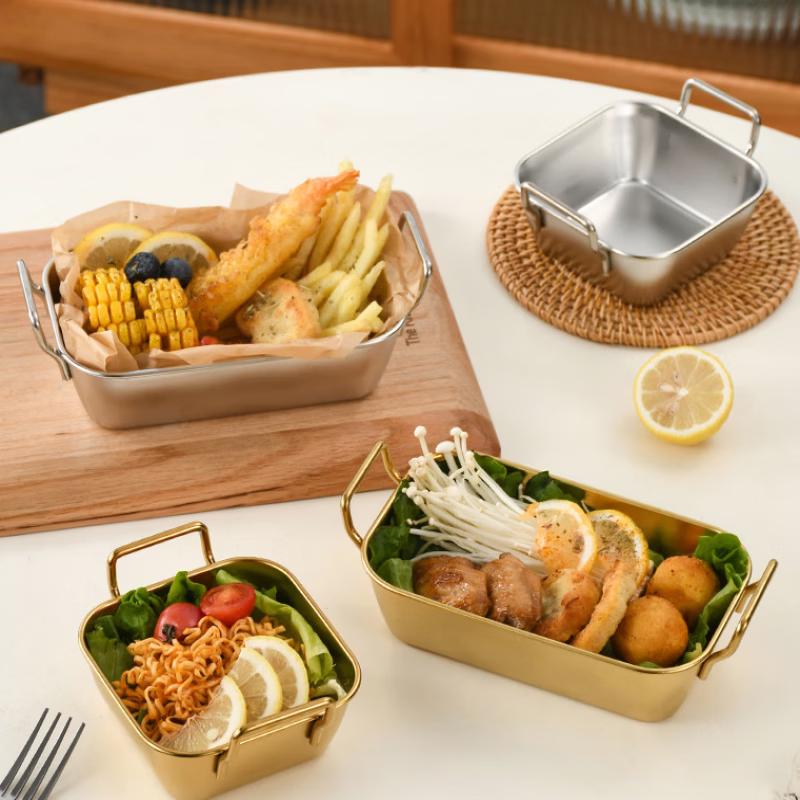 ZISIZ Stainless Steel Deep Square Snack Plate