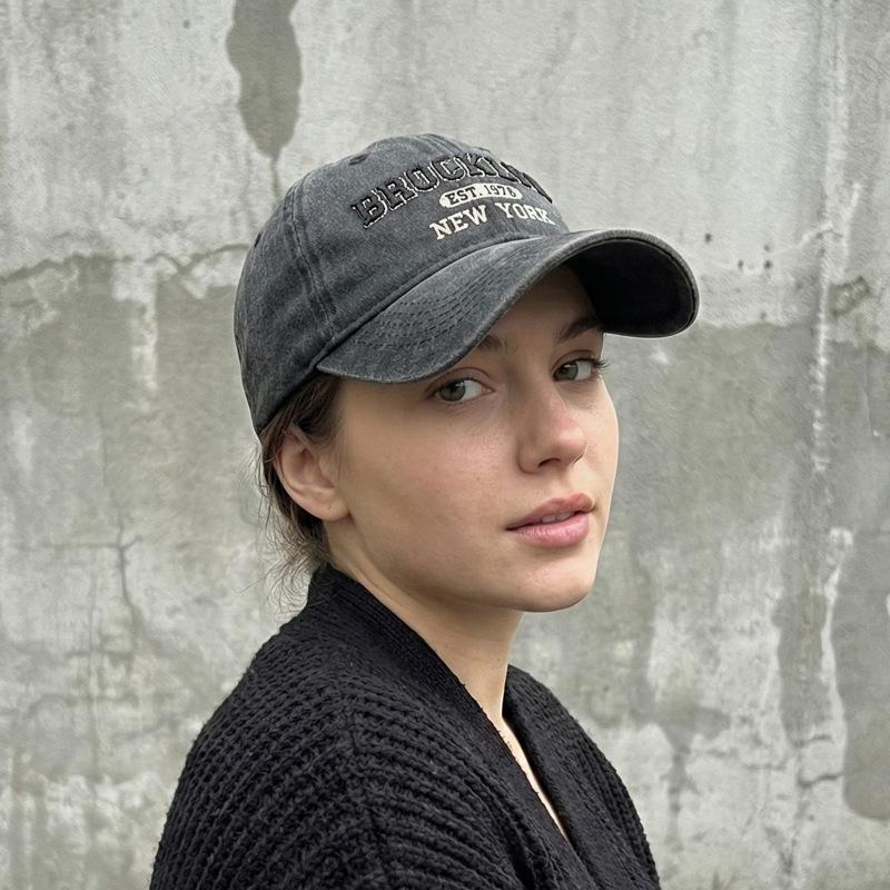 Vintage Cotton Embroidery Baseball Cap Unisex Letters Cap Outdoor Sun Hat