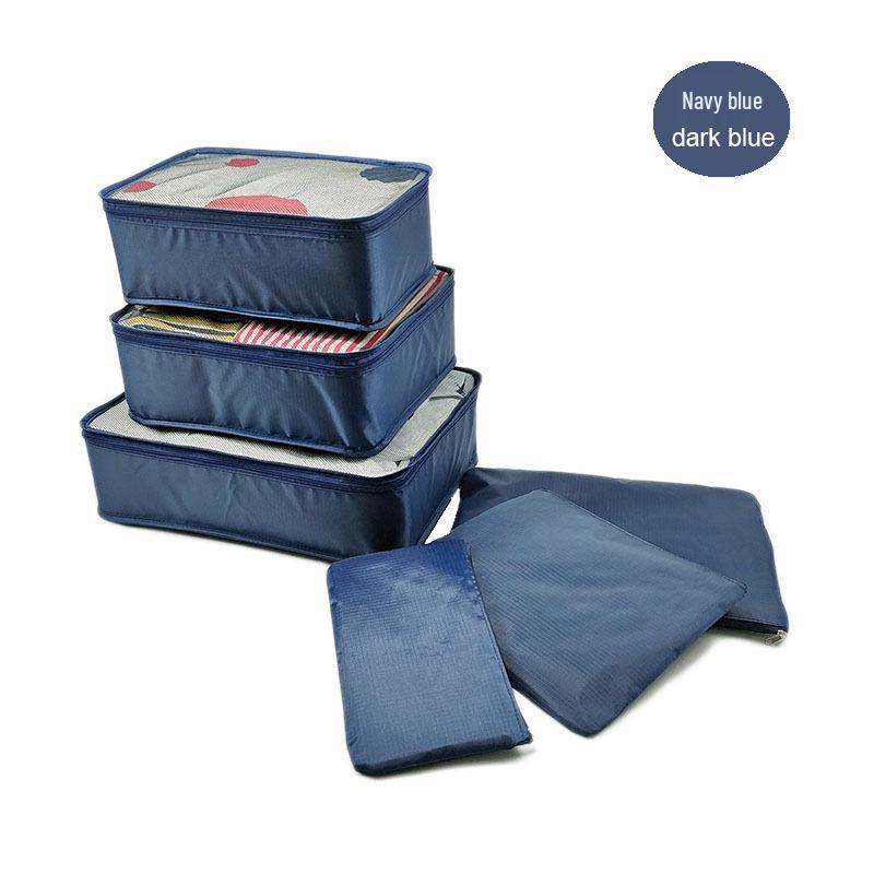6-Piece Travel Toiletry & Clothing Storage Set with Document Bag