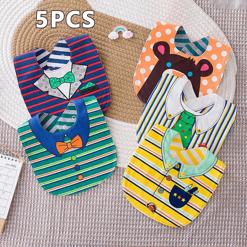 

5 шт. Смешанные Водонепроницаемые Детские хлопковые слюнявчики Отрыжка Двусторонний слюнявчик Новорожденный Кормление Бандана Слюна Полотенце Дети Мальчики Девочки