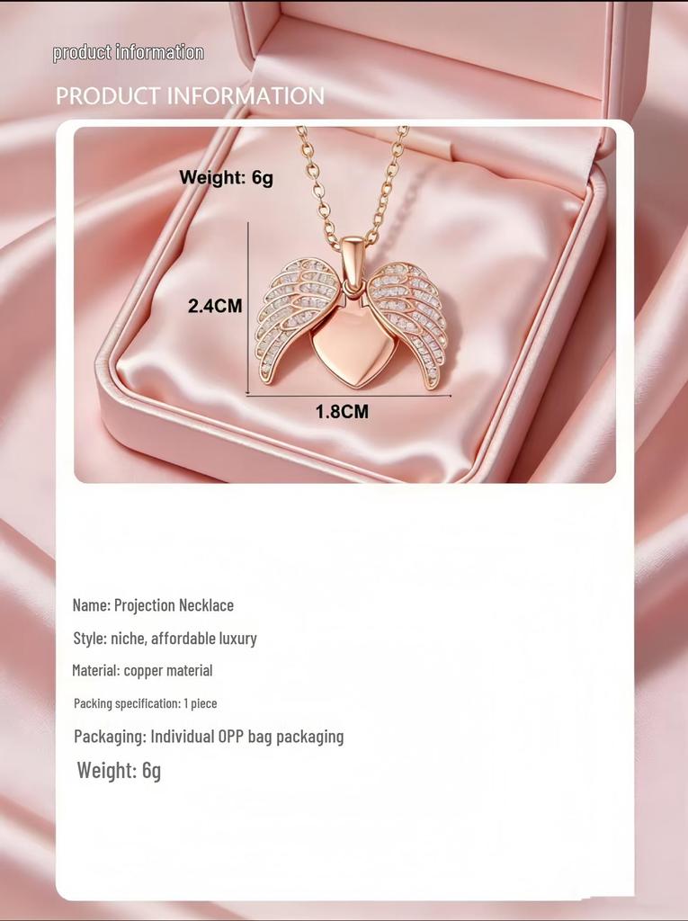 Engravable DIY Heart & Angel Wings Necklace - Custom European & American Style.