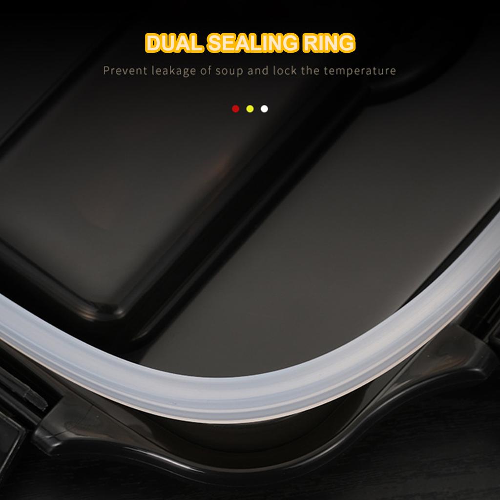 Portable Lunch Box 304 Stainless Steel Leakproof Microwave Heating Divided Food Containers with Spoon Chopsticks
