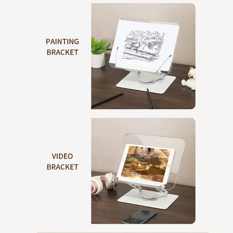 Ergonomic Acrylic Book Stand Height Adjustable and Angle for Reading Study and Cooking Foldable Portable Design