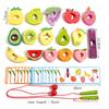 Wooden Worm Eats Fruit Threading Lacing Toy Color Shape Cognitive Sensory Toy Gift Toddler Fine Motor Training Montessori Toy