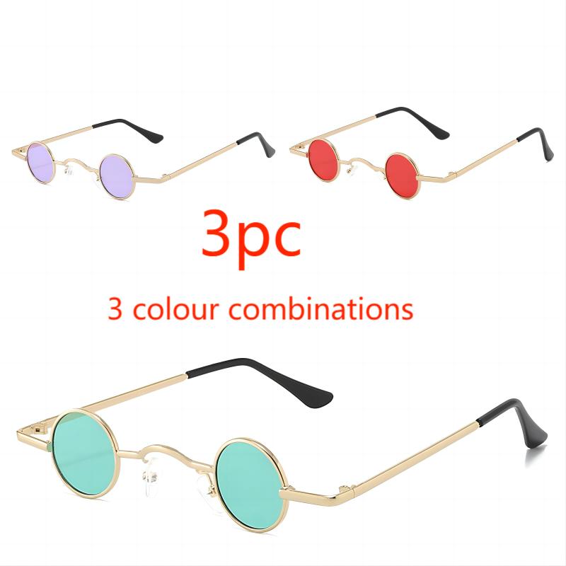 Round Punk Sunglasses With Extra Small Frames Funny Hip Hop Mini Glasses Party And Dance Accessories Women'S Trendy Streetwear