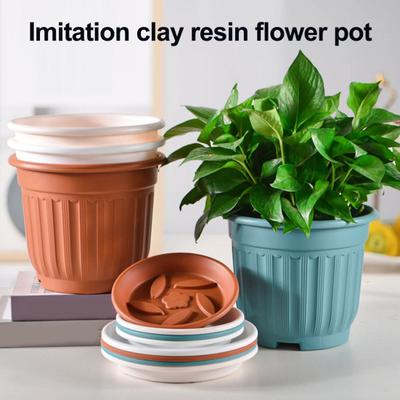 Large Flower Pot with Saucer Solid Color Planter with Drainage Hole Garden Rose Flowerpot for Indoor Outdoor Orchids Succulents Herbs