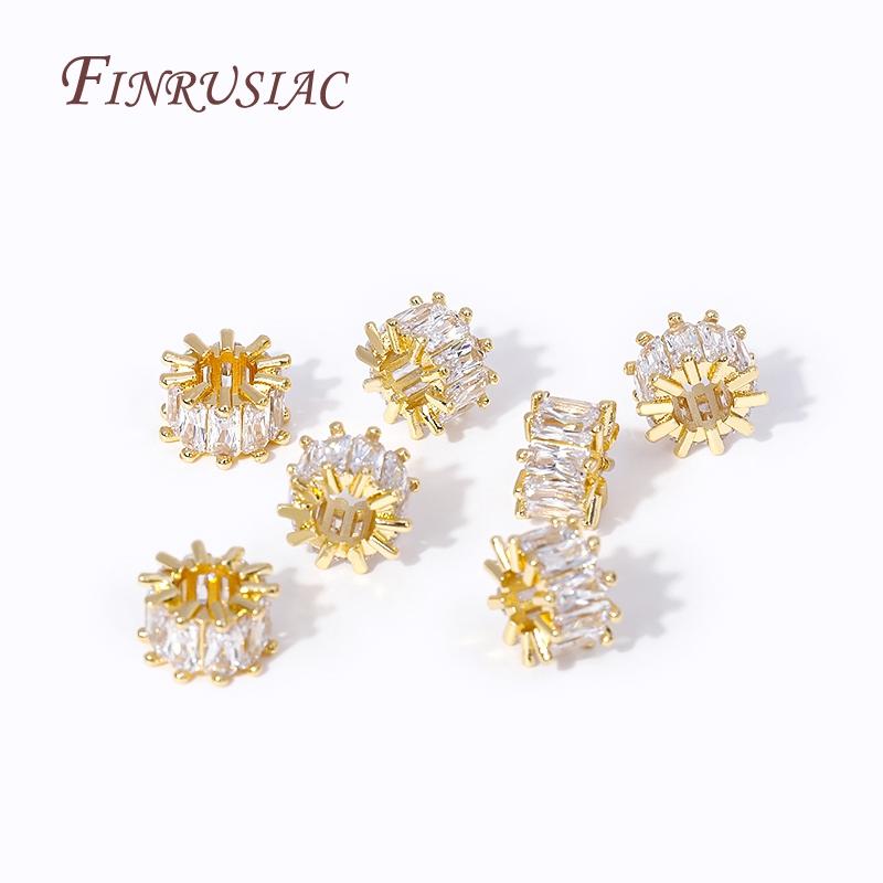 18K Gold Plated Zircon Crystal Beads Accessories For Bracelets,Bead Separators For Jewelry Making DIY Beading,Spacer Beads