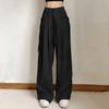 Hong Kong Style Retro Brown Wide Leg Suit Pants for Women In Spring and Autumn, Designed with A Sense of Maillard, with Straps and A Sense of Drape