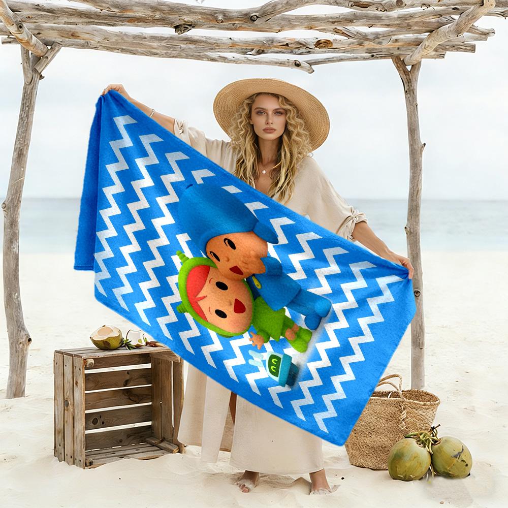Pocoyo Beach Towel Super Soft Microfiber Quickdry Fabric Comfortable Lightweight Perfect for Traveling Yoga Camping and Swimming