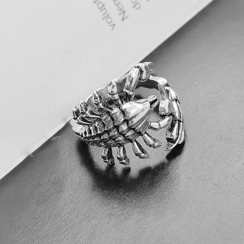 Huajie Retro Punk Style Rings Old Metal Rock Scorpion Shaped Resizable Rings New Gifts Accessories
