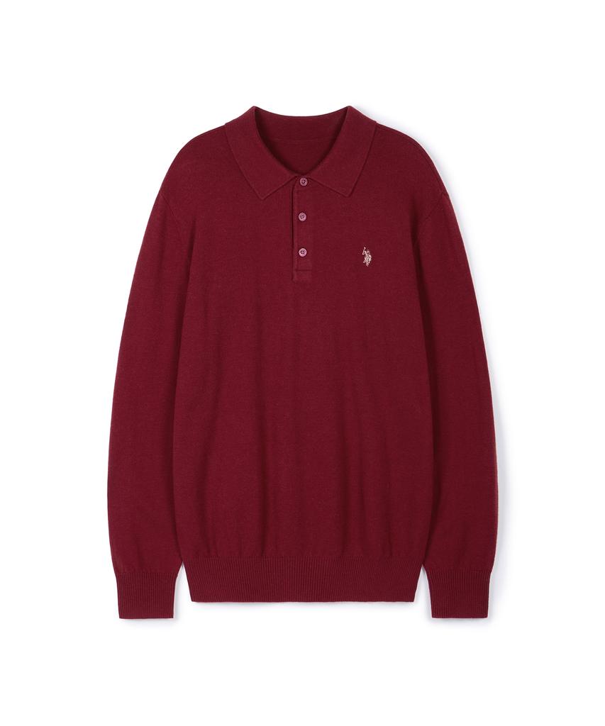 USPOLOASSN Merino Wool Collar Knit_Burgundy