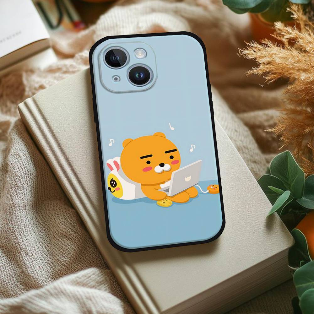 Cartoon K-kakao Cute Friends Phone Case For IPhone 1716 15 14 13 Pro Max 11 12 Mini X Xs XR Black Silicone Cover