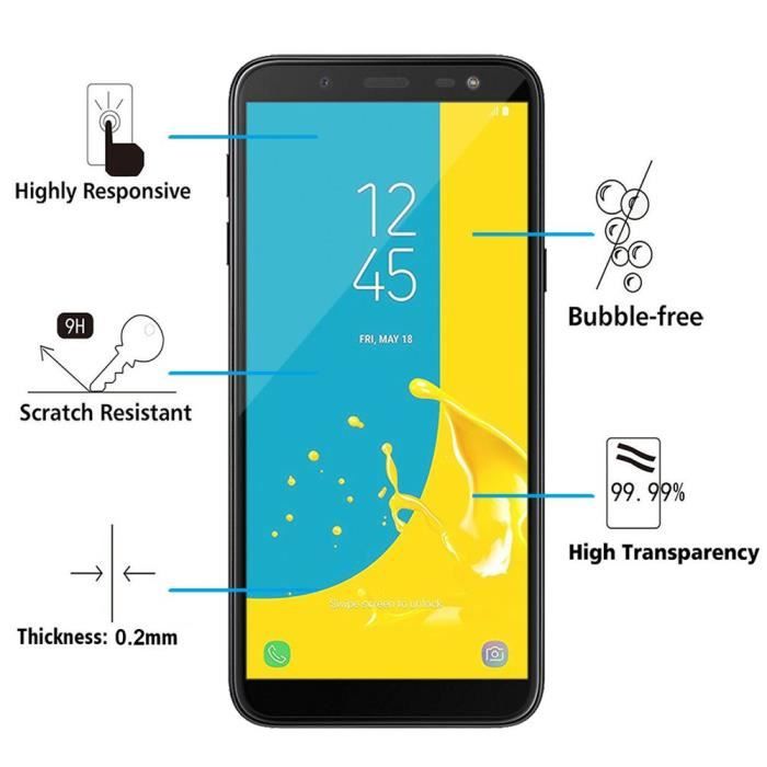 Skärmskyddsfilm - VCOMP - Samsung Galaxy J6 (2018) - Härdat Glas - 2-pack - Svart
