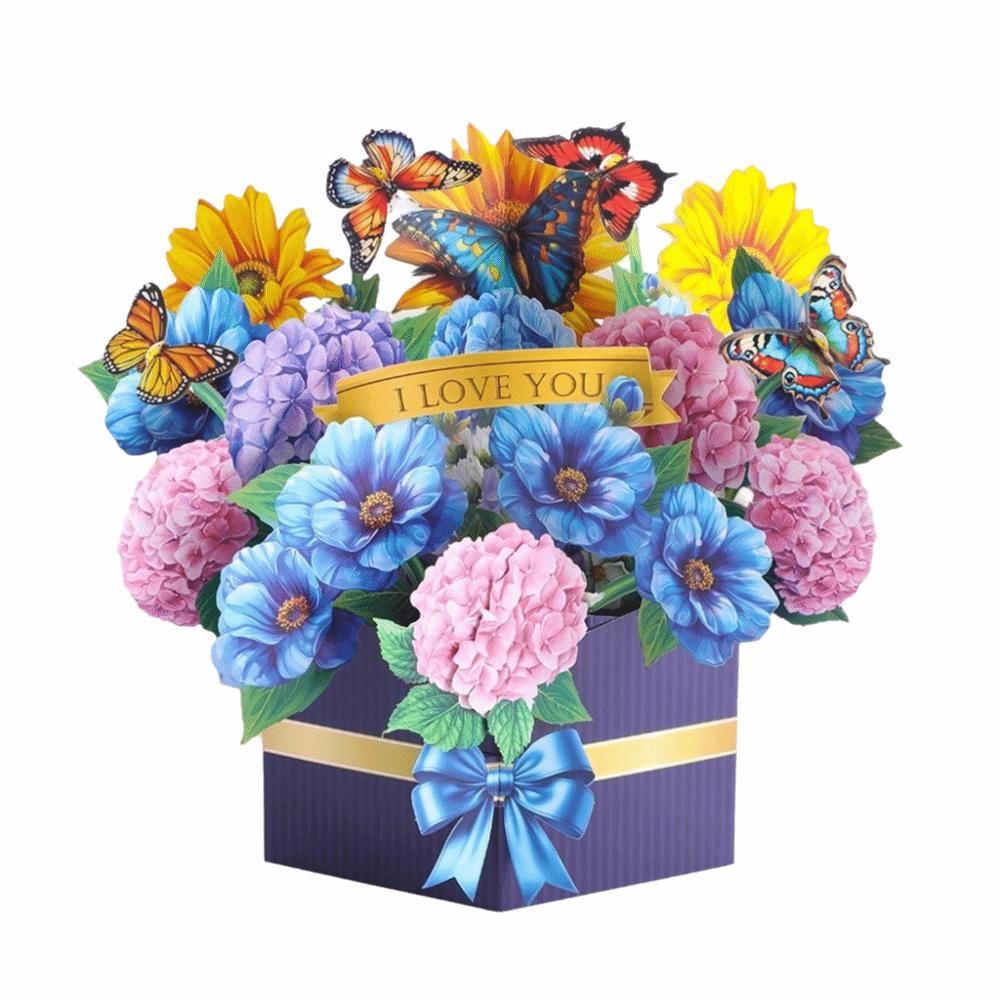 New 3D Pop-up Style 3D Greeting Card Romantic Handmade Paper Pop Up Card Creative Flower Blessing Card Valentine's Day