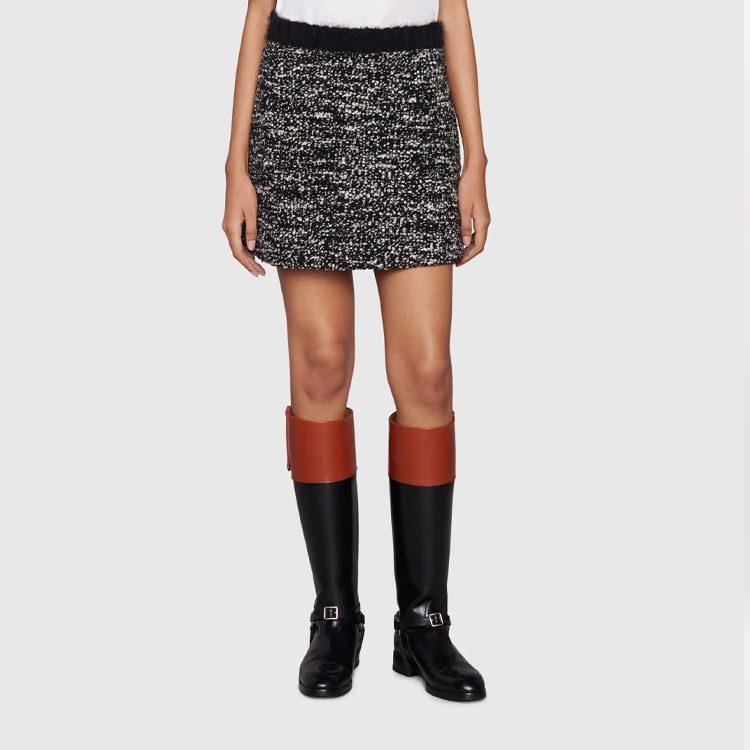 GUCCI Patterned Wool Mini Skirt Black 678914-XKB6S-1043