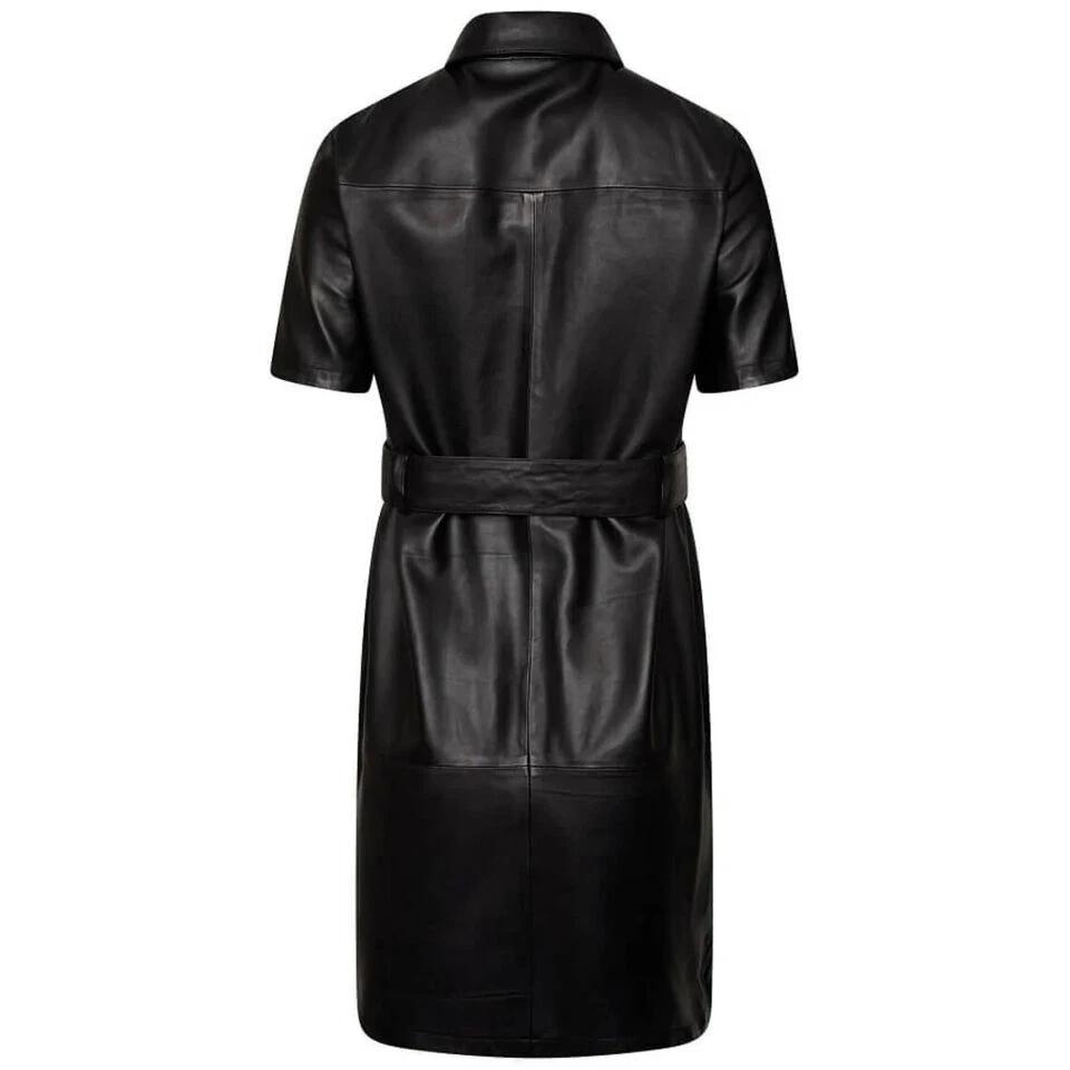 Dress Stylish Women Party Formal New Handmade Casual Black Genuine Soft Leather