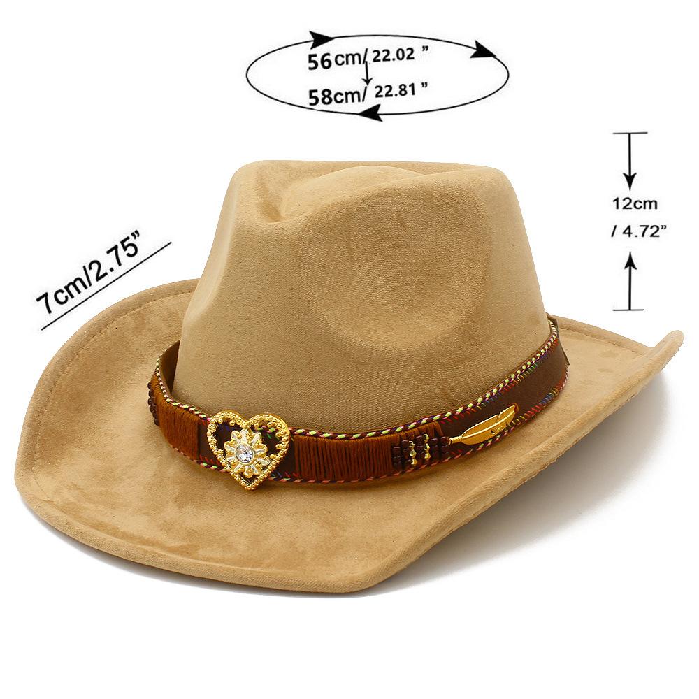 Vintage suede western cowboy hat unisex tweed stage performance party hat love decorative jazz hat