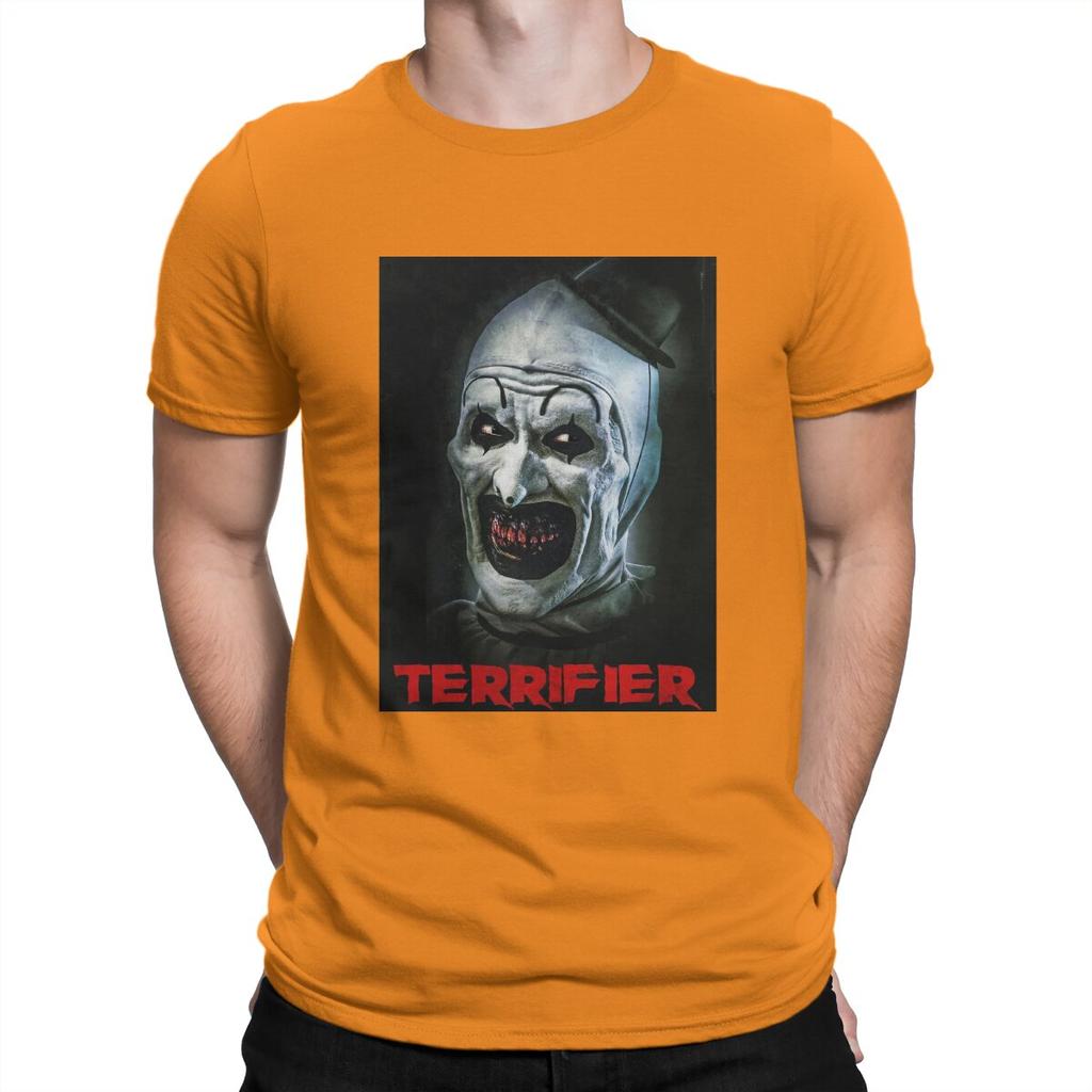 Novelty Terrifier Medium Horror T-Shirt for Men Round Collar Pure Cotton T Shirt Scary Horror Short Sleeve Tees Unique Clothes