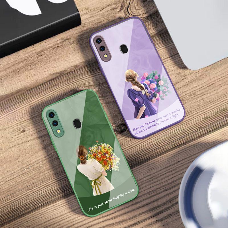 The girl holding flowers For Samsung A73 72 71 A70 56 55 54 A53 52 51 50 42 A35 A34 33 32 31 26 25 24 23 22 30 glass phone case
