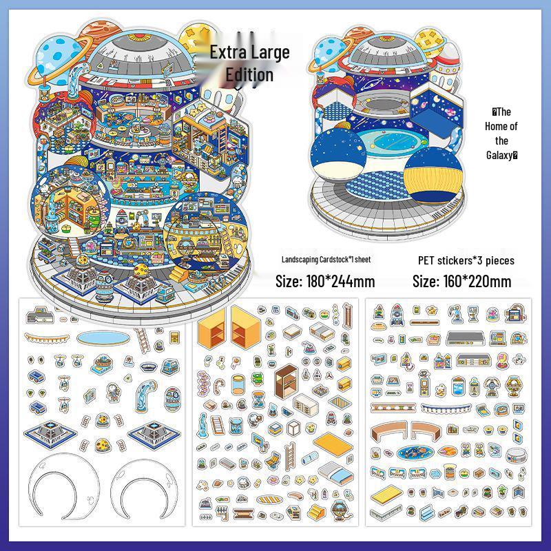 Infeel.Me My Little House 3D Scenery Stickers - Miniature Two-Layer Quiet Book Series
