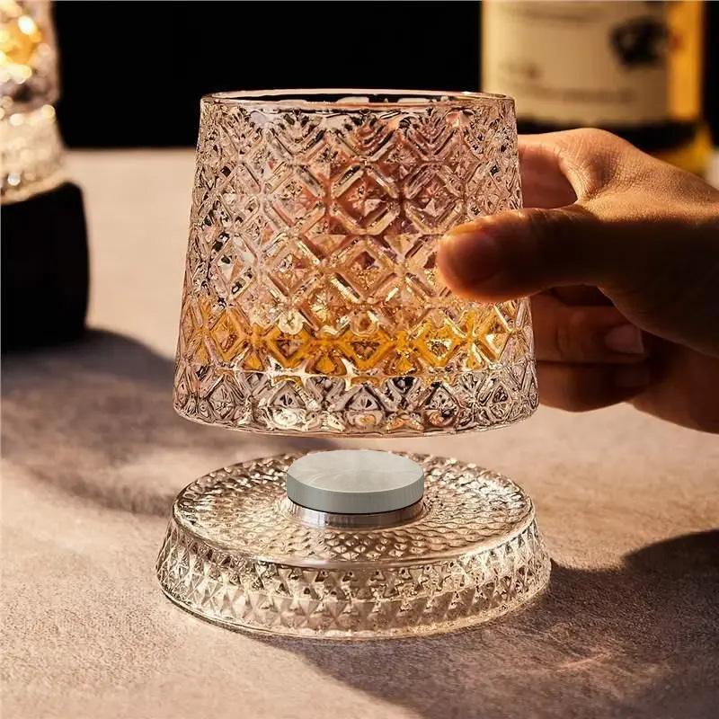 Whisky Glass 280ml Rotating Crystal Rum Glass Cocktail Party Drinking Gift Creative Premium Beer Glass
