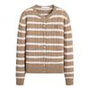 Navigare Women's Striped Crew Neck Knit Cardigan