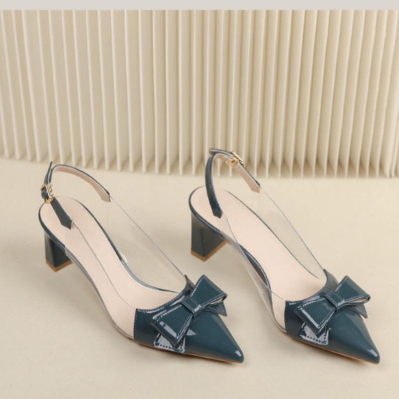 

Fashion Women s Party Heel Sandals Summer New Pointy Splicing Butterfly Knot Set Foot Anti-slip Wear-resistant Heel Shoes 39 небесно-голубой