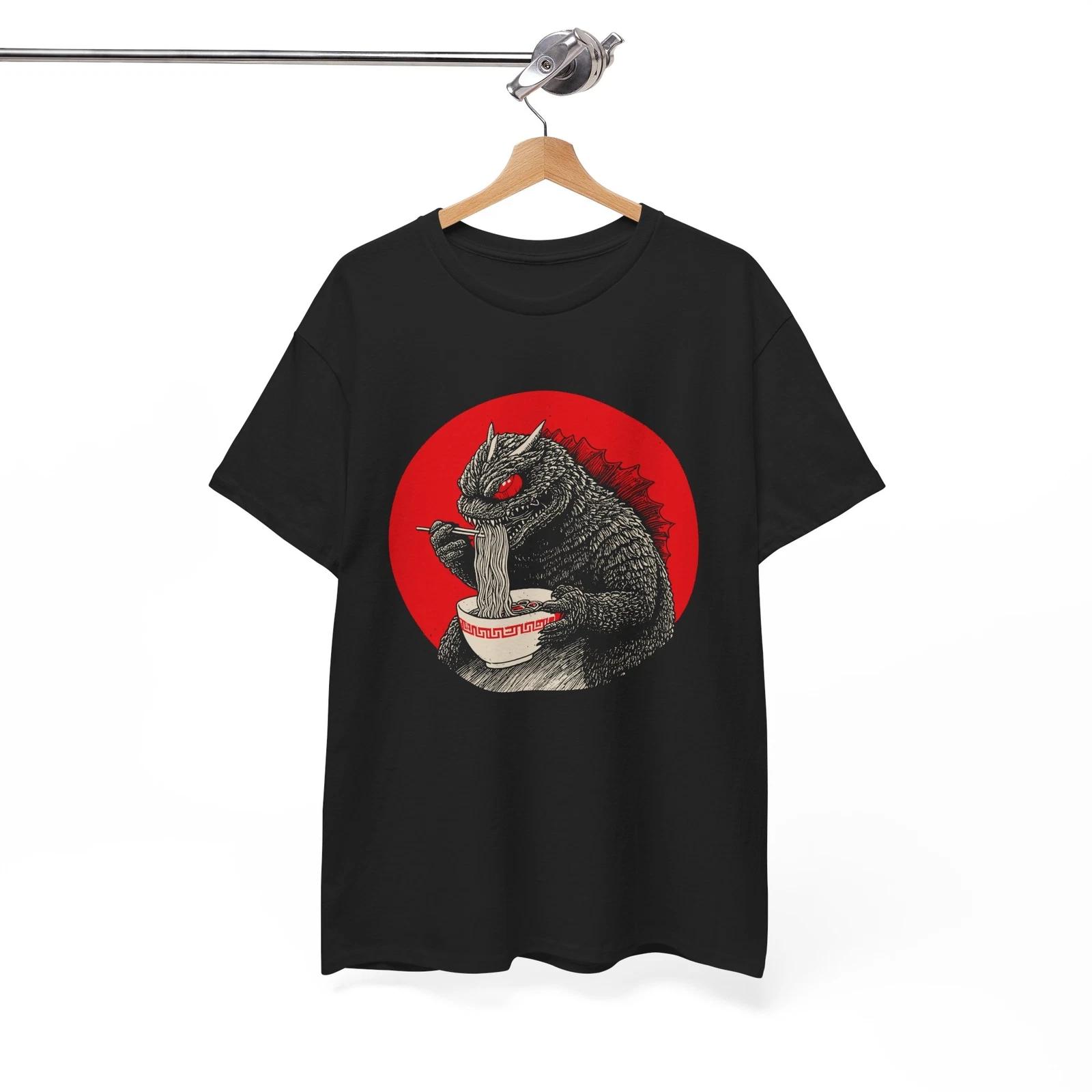 Japanese Monster Kaiju Eating Ramen T-Shirt | Japanese Ocean Art Shirt S