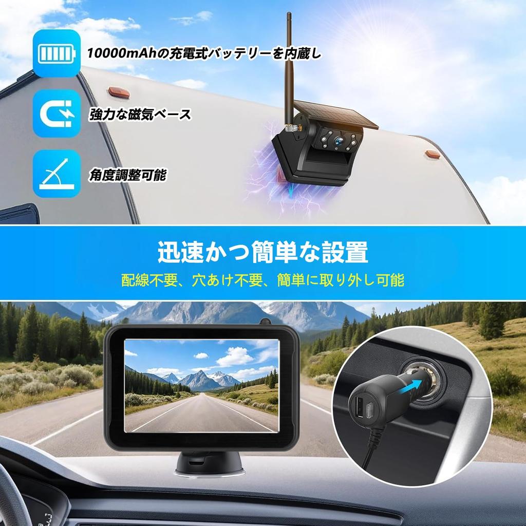 Stynxro Backup Camera Monitor Wireless Backup Camera with Digital Signal Interference Dash Solar Magnetic IP67 Night DIY Installation in 1 Switchable