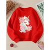 Rundhals-Sweatshirt für Mädchen mit einem verspielten Einhorn-Blumen-Design, perfekt für Frühling und Herbst. Es ist maschinenwaschbar