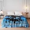 Large portraits over shadowy figures on a blue-toned background. for all seasons blanket lunch break throw gift