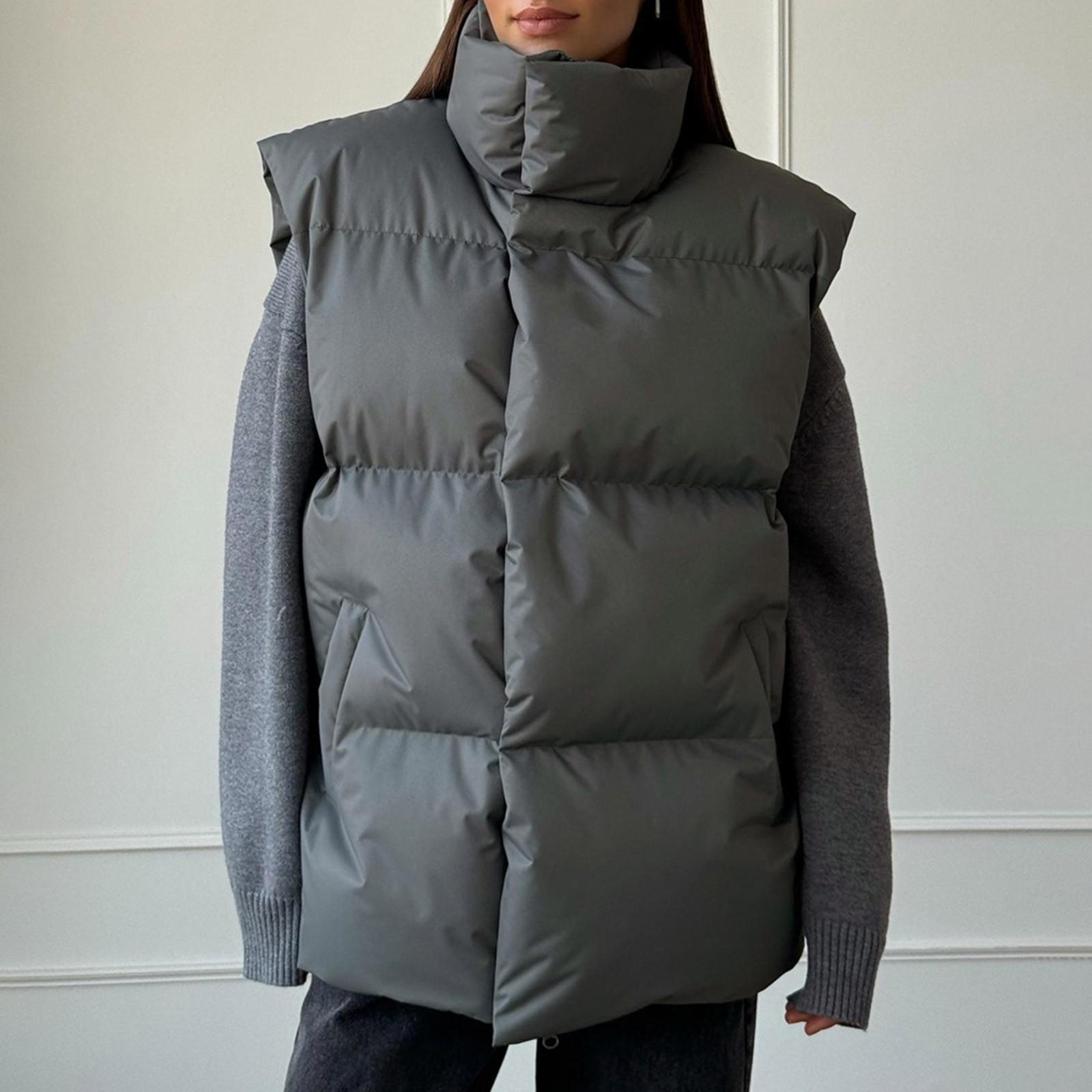 

Женская хлопковая жилетка куртка осень и зима новая свободная спортивная и досуговая майка хлопковая куртка куртка S