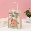 StoBag Capybara Cartoon Kraft Gift Wrapping Bags for Sweets Reusable Cute Kids Birthday Party Favor Tote Animal Theme Packaging